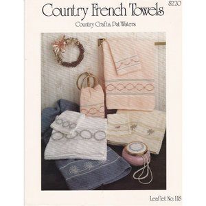 Vintage Cross Stitch Patterns, Country French Towels by Pat Waters, Country